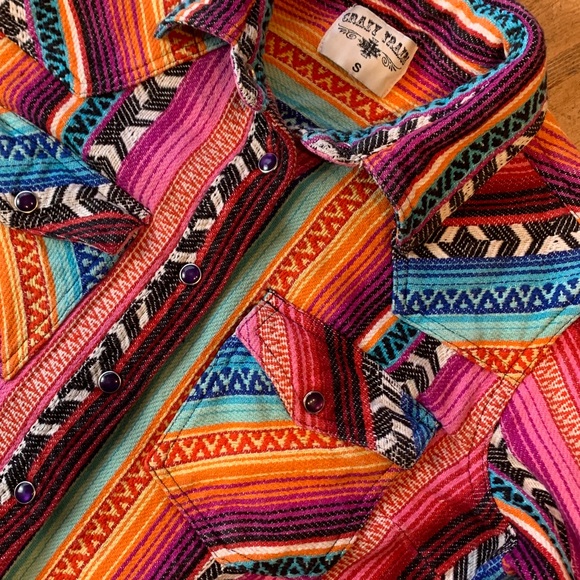 Crazy Train Multicolor Striped Snap Close Western Shirt - Picture 9 of 16